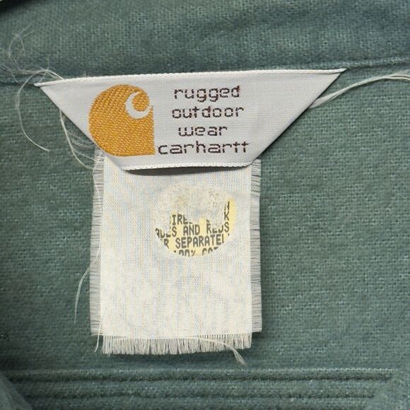 Vtg Carhartt Rugged Outdoor Wear Button Down Shirt Canvas Workwear Faded Men M - Picture 4 of 10